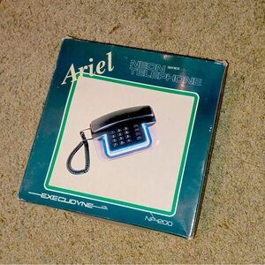 Ariel Blue Neon NP-200 Execudyne 80’s 90’s Vintage Two Piece Corded Telephone.